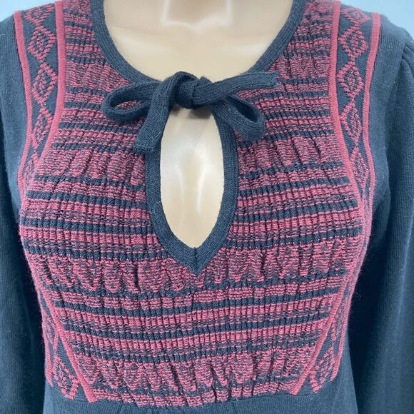 Zara Black Knit Fuchsia Embroidery Dress Size L Made in Morocco RN USA#77302 - Picture 3 of 10